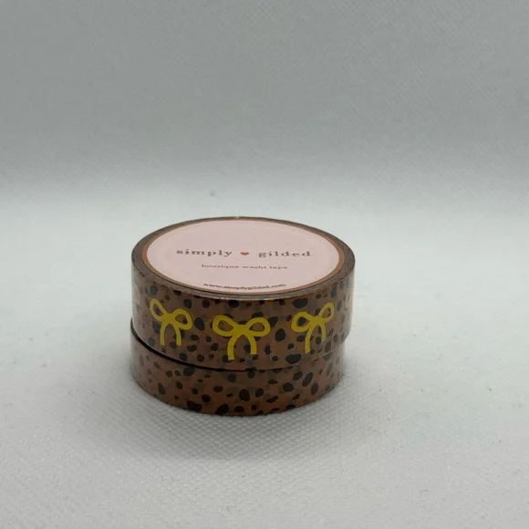 Simply Gilded Cheetah Print Bow Washi Tape Set - Picture 1 of 2